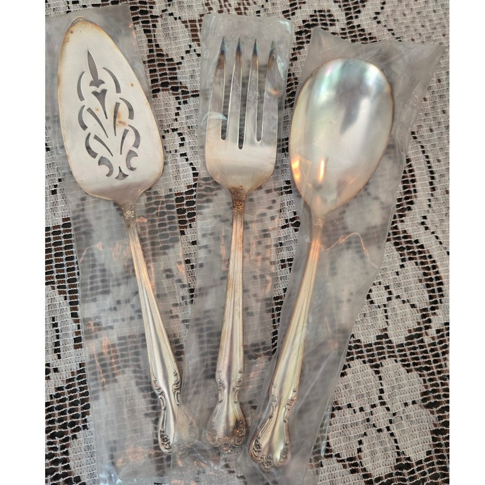 Rogers & Bro Remembrance Silverplate Serving Set 3pc‎ Server Fork Spoon IS